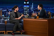 Jonathan Bailey during an interview with host Jimmy Fallon on The Tonight Show Episode 1972
