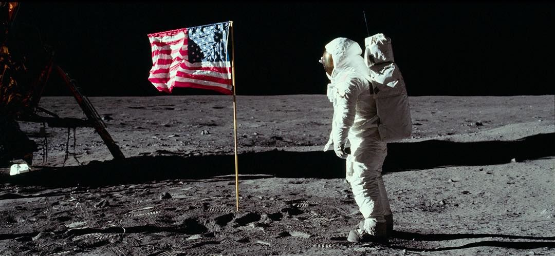 Apollo 11 with flag