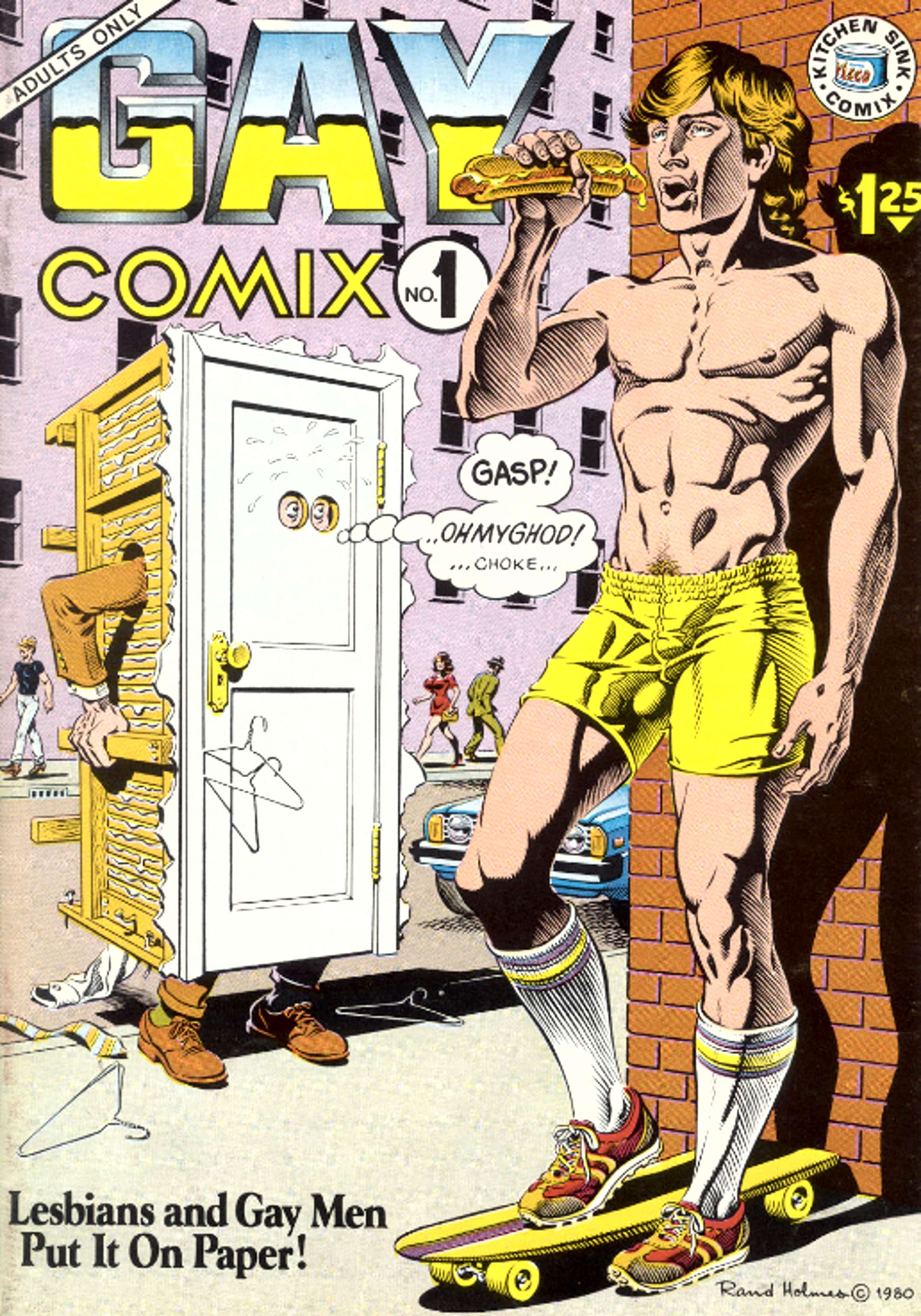 Gay Comix #1, cover art by Rand Holmes