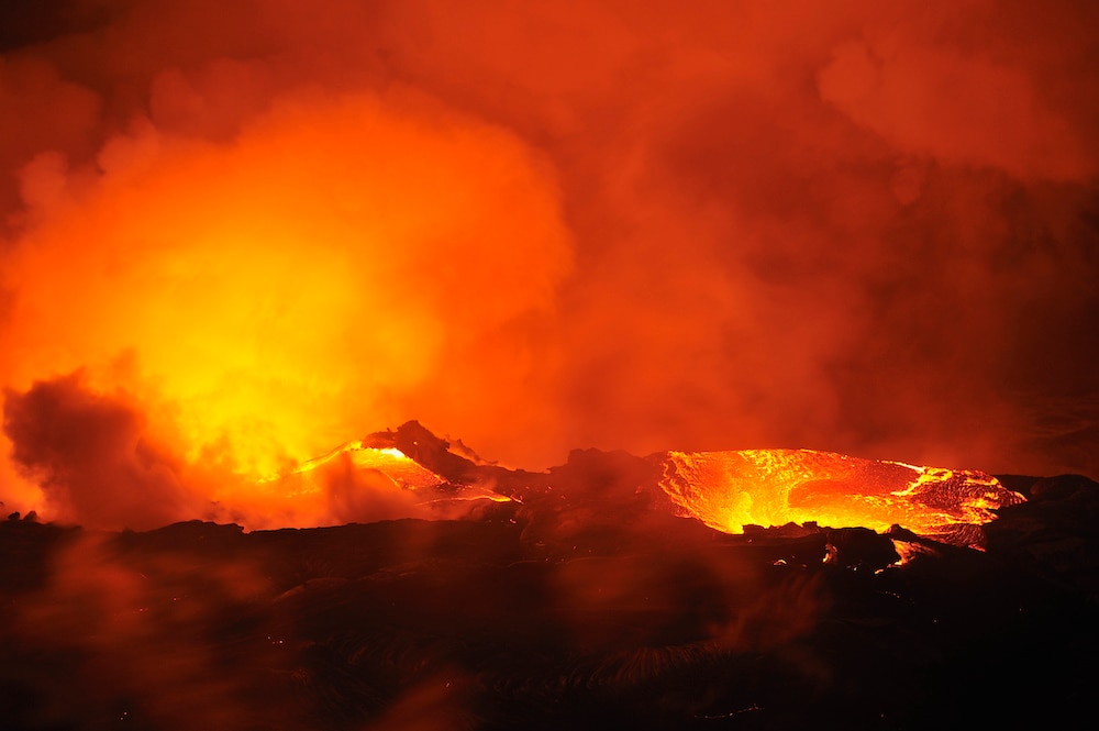 River of molten lava