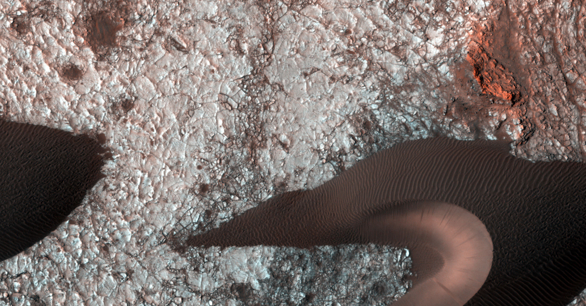 hirise_barchandA big pile of sand on Mars. Credit: NASA/JPL/University of Arizonaune_color_hero