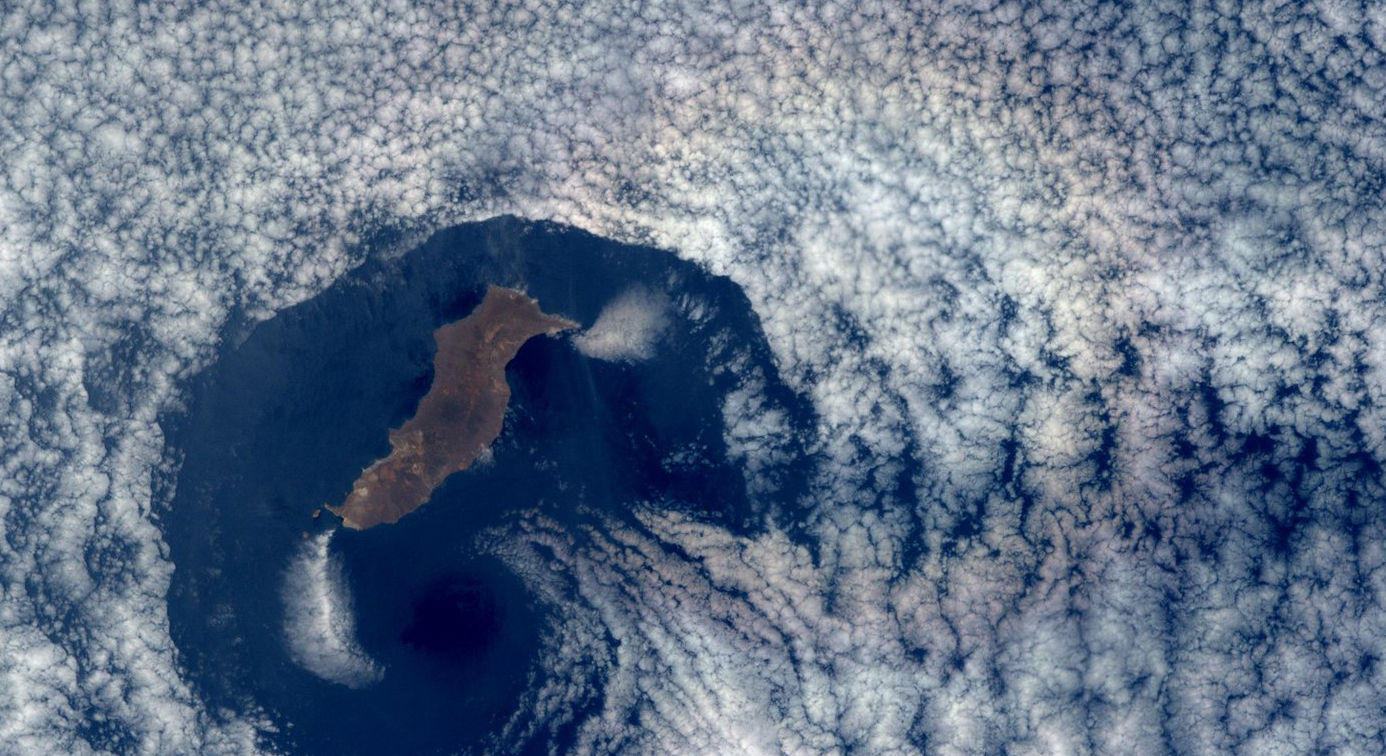 Guadalupe Island with a glory, seen from the ISS. Credit: NASA
