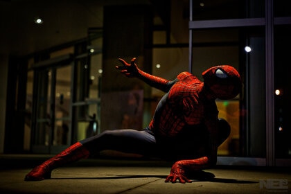 Cosplayer Chris Villain in his Spider-Man look