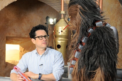 J.J. Abrams on the set of The Force Awakens