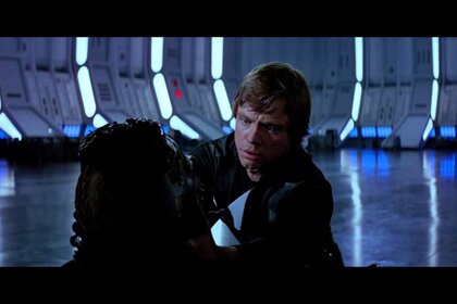 Luke unmasking Darth Vader