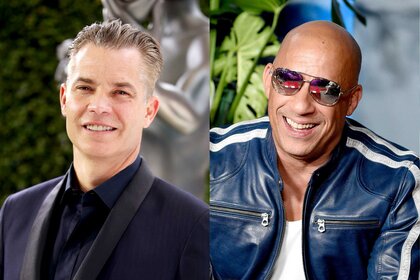 A side by side of Timothy Olyphant on the red carpet and Vin Diesel at an event for F9 aFast And Furious