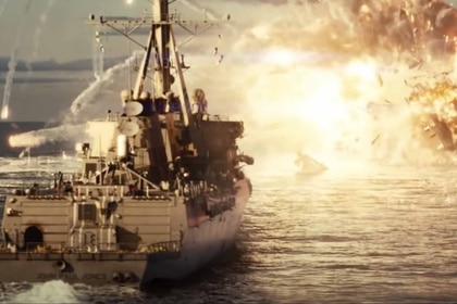 A ship explodes in water in Battleship (2012).