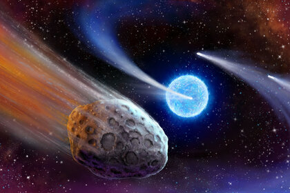 Artwork of comets orbiting another star, which could cause dips in the star’s light as seen from Earth. Credit: Danielle Futselaar