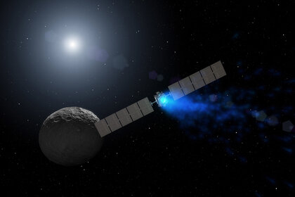 Artwork depicting the Dawn spacecraft approaching Ceres. Credit: NASA/JPL-Caltech/UCLA/MPS/DLR/IDA