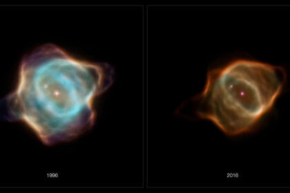 Henize 3-1357, aka the Stingray Nebula, seen in 1996 and 2006 by Hubble, has changed significantly over that time, fading in many places. Credit: NASA, ESA, B. Balick (University of Washington), M. Guerrero (Instituto de Astrofísica de Andalucía), and G