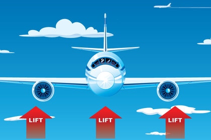 Lift is caused by red arrows pointing upwards. OK, actually it's a bit more complicated than that. Credit: NASA