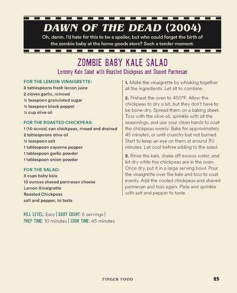 A recipe for "Zombie Kale Salad" from The Horror Movie Night Cookbook by Richard S. Sargent