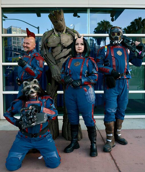 Cosplayers dressed as characters from Guardians of the Galaxy at San Diego Comic-Con 2023