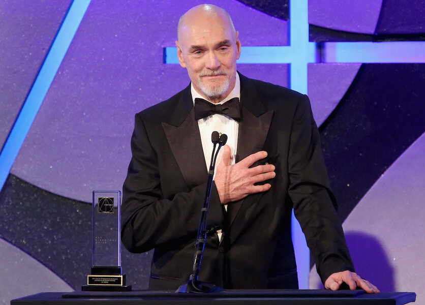 Jim Bissell, wearing a tux, receives a Lifetime Achievement Award during the 19th Annual Art Directors Guild Excellence In Production Design Awards.