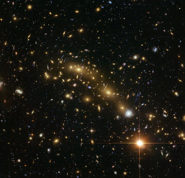 Hubble's image of MACS0416, taken as part of the Frontier Fields program in 2014.