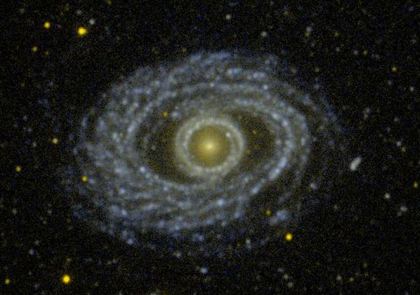 NGC 1398 in the ultraviolet, taken using the orbiting GALEX observatory. Credit: NASA/JPL-Caltech