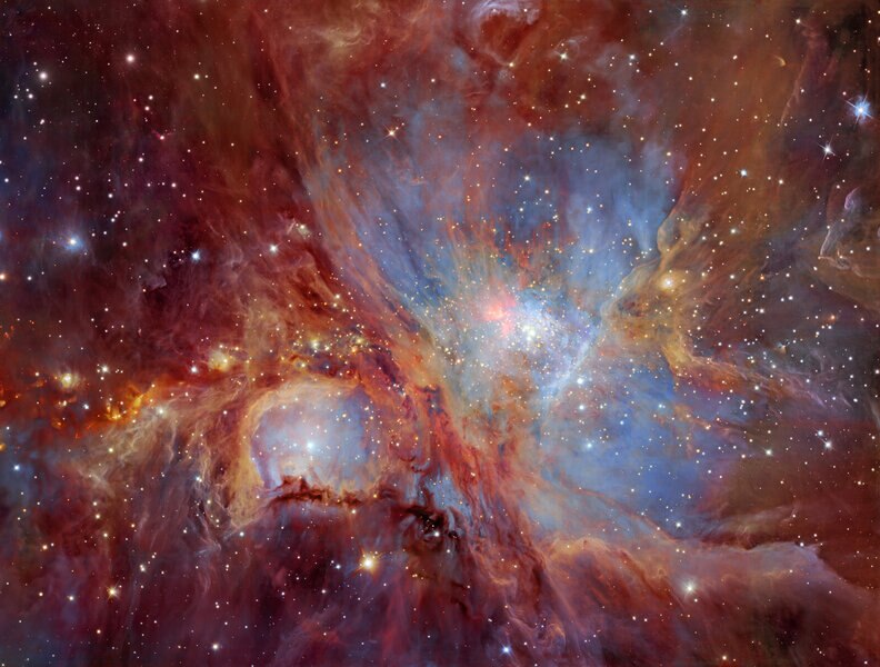 The magnificent Orion Nebula, in infrared light taken using the HAWK-1 camera on the Very Large Telescope. Credit:&nbsp;ESO/H. Drass et al., Additional Processing Robert Gendler