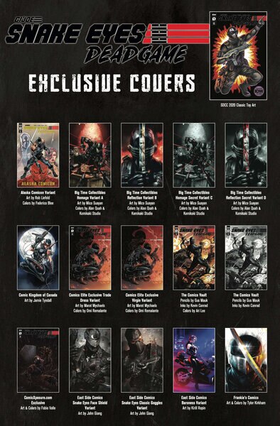 Snake Eyes Deadgame Issue 1 Variant Covers 