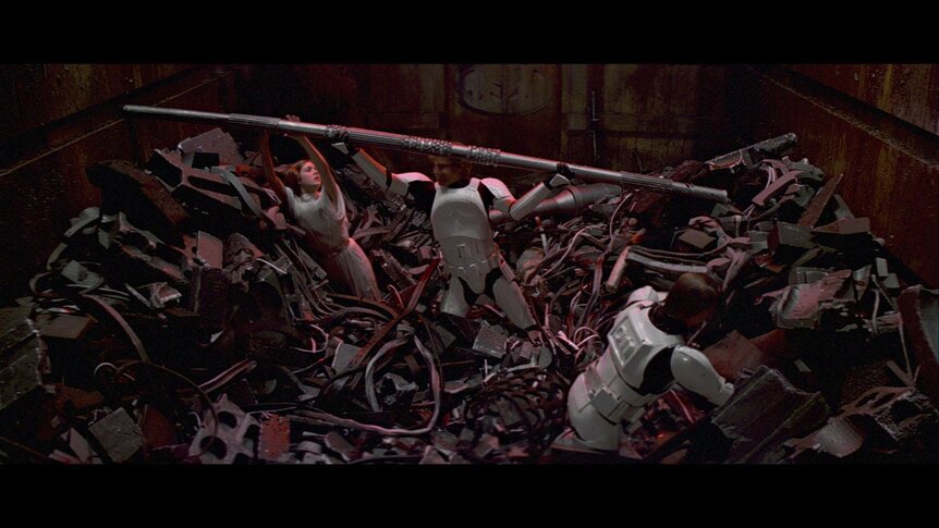 Trash compactor scene in Star Wars: A New Hope
