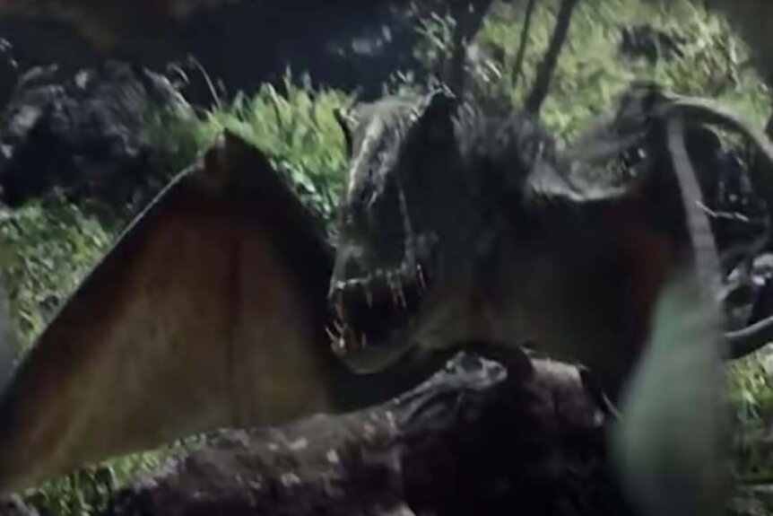A Dimorphodon bares its teeth in the Jurassic Park film series.