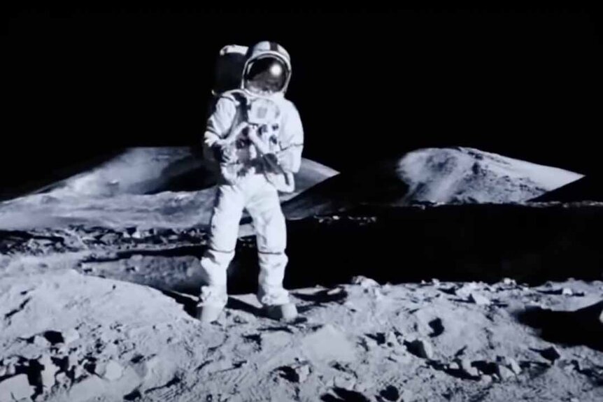 An astronaut stands on the moon in Apollo 18 (2011).