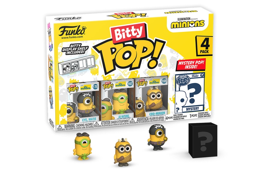 A four pack box of Bitty POP Minions.