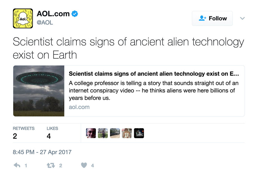 AOL tweet about alien life