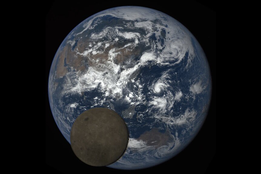 Moon photobombs Earth