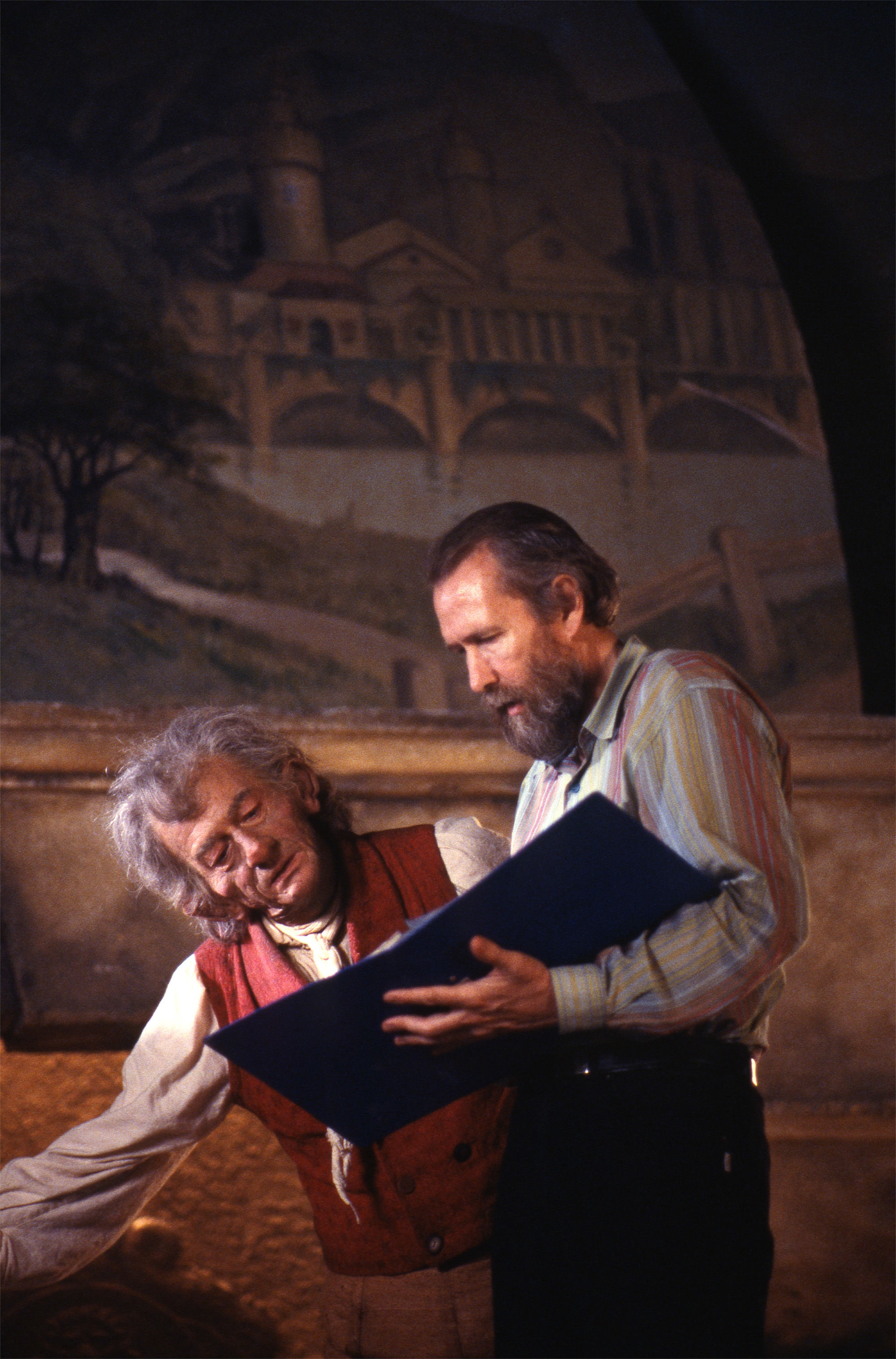 John Hurt and Jim Henson on the set of The Storyteller