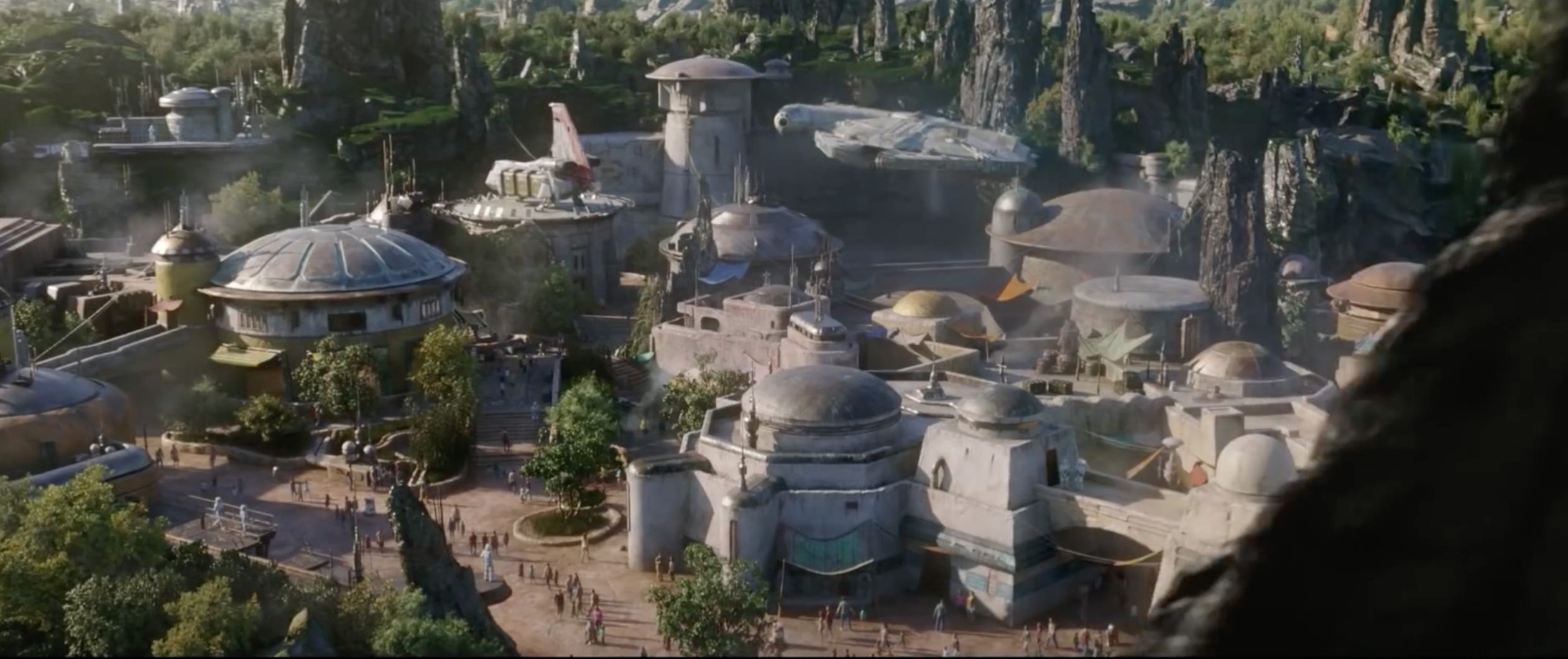 Star Wars: Galaxy's Edge Concept Art- Falcon landing at Black Spire Disney Parks