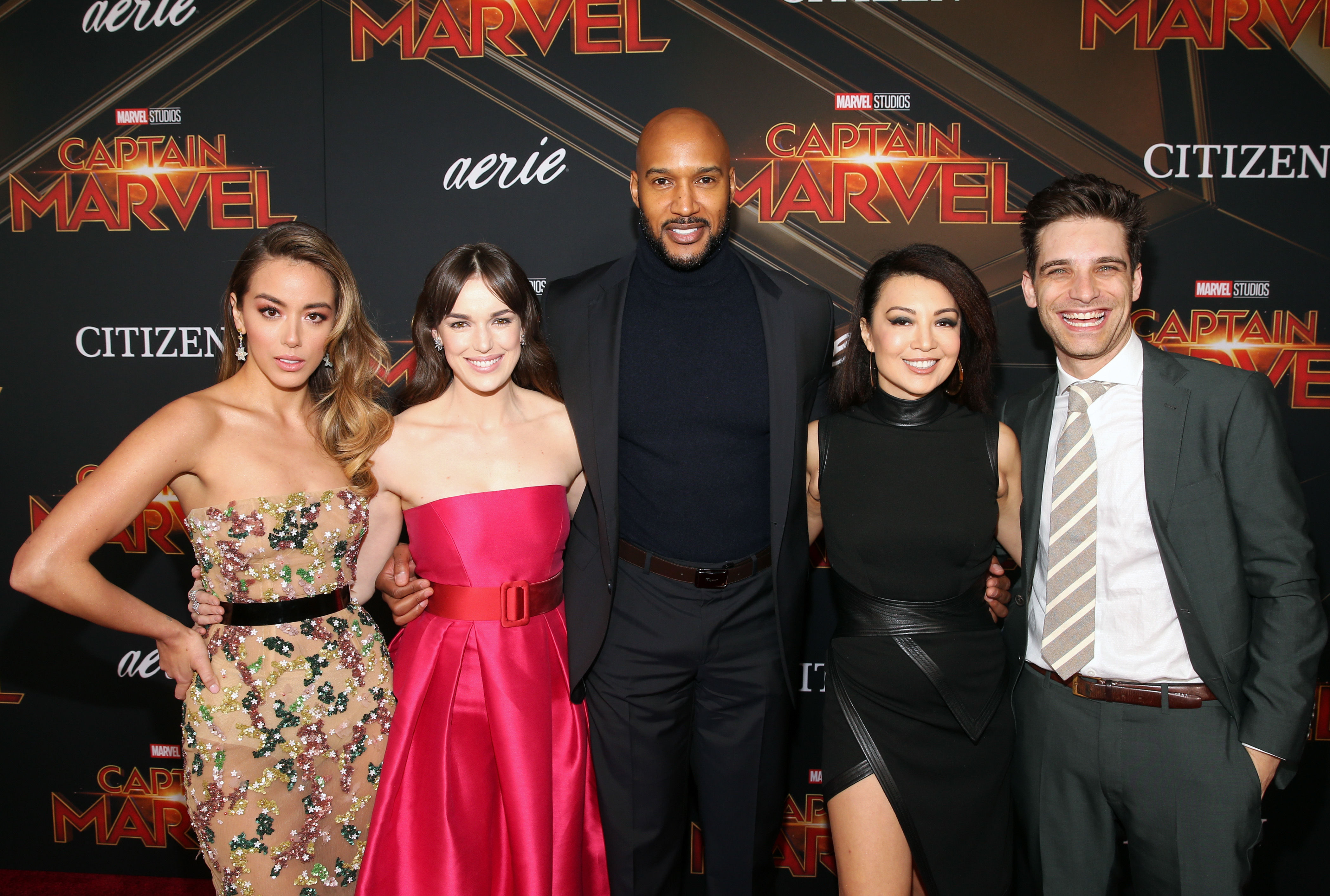 Chloe Bennet, Elizabeth Henstridge, Henry Simmons, Ming-Na Wen, Jeff Ward at the Captain Marvel premiere