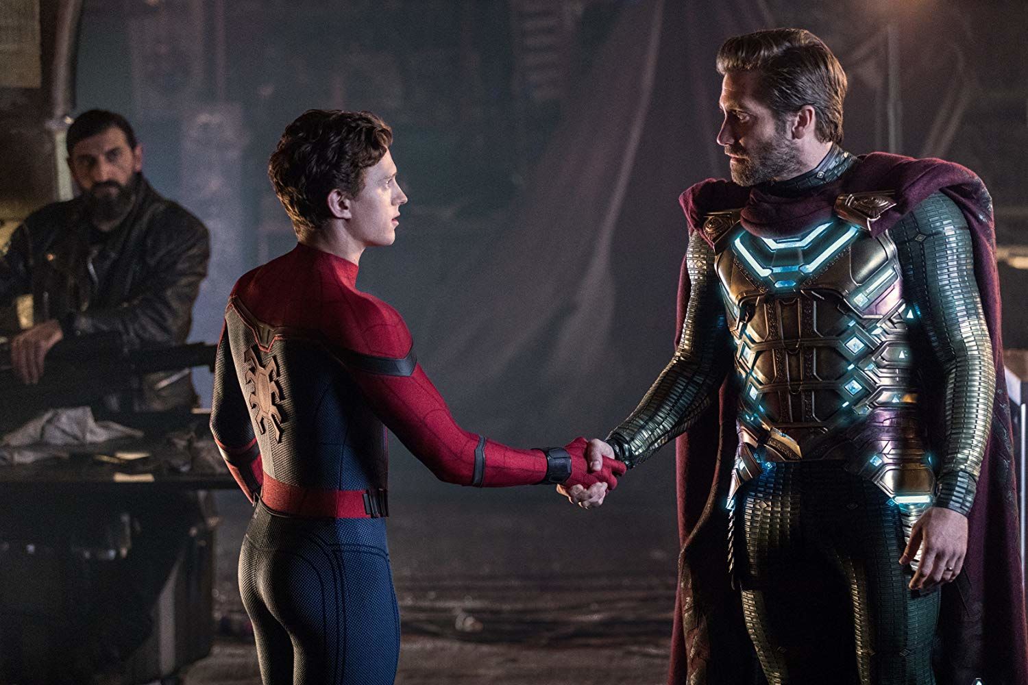 Spider-Man and Mysterio in Spider-Man: Far From Home