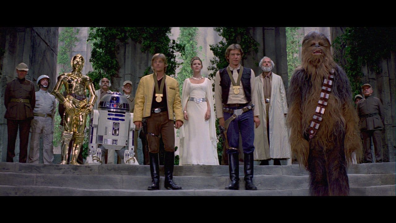 The medal awards scene from the original Star Wars