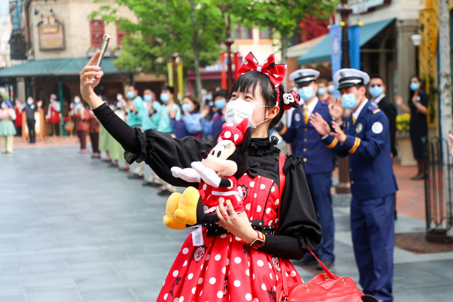 A guest at Shanghai Disneyland's reopening