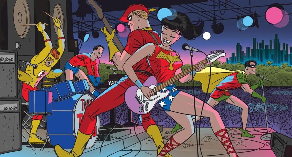 The Teen Titans rock out in this variant cover by Darwyn Cooke