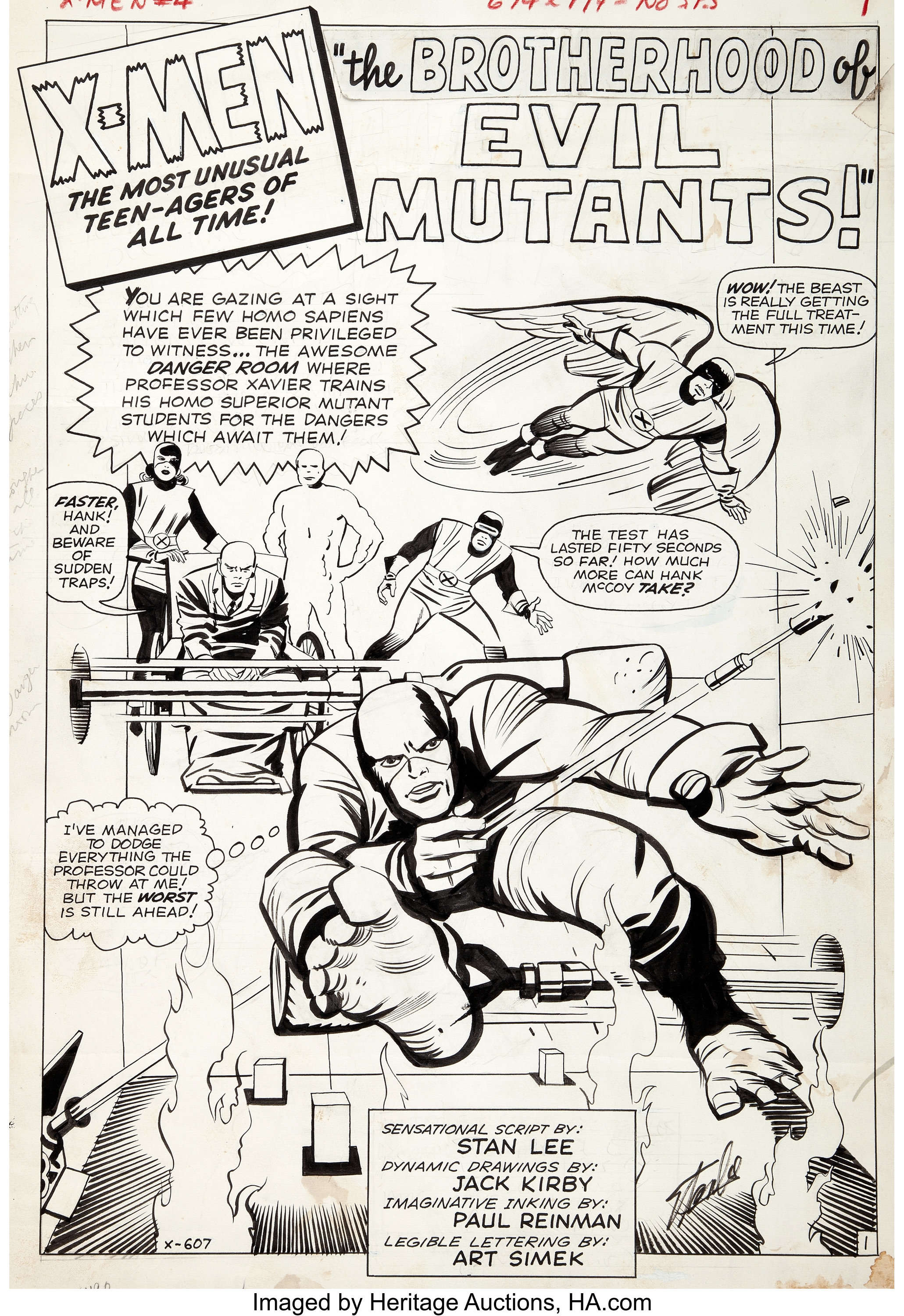 01-Jack Kirby and Paul Reinman X-Men #4 Splash Page credit Heritage Auctions