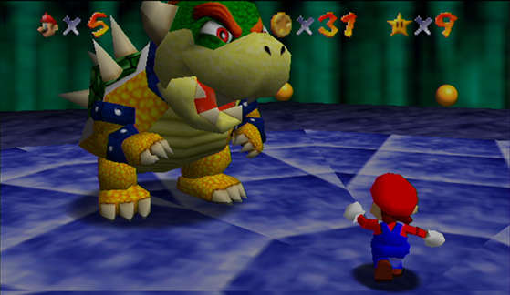 Mario and Bowser in Super Mario 64
