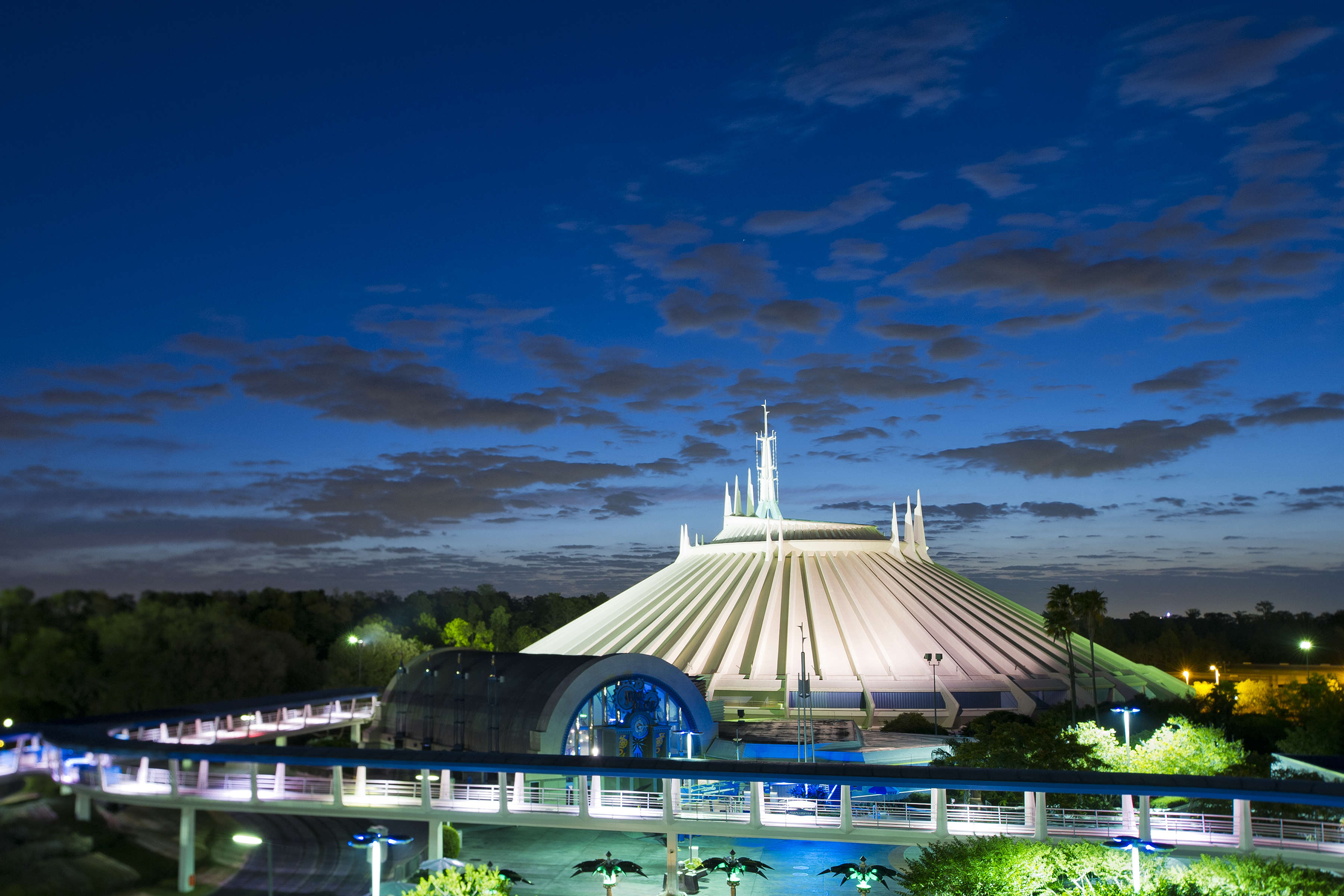 Exterior of Space Mountain roller coaster in Magic Kingdom's Tomorrowland