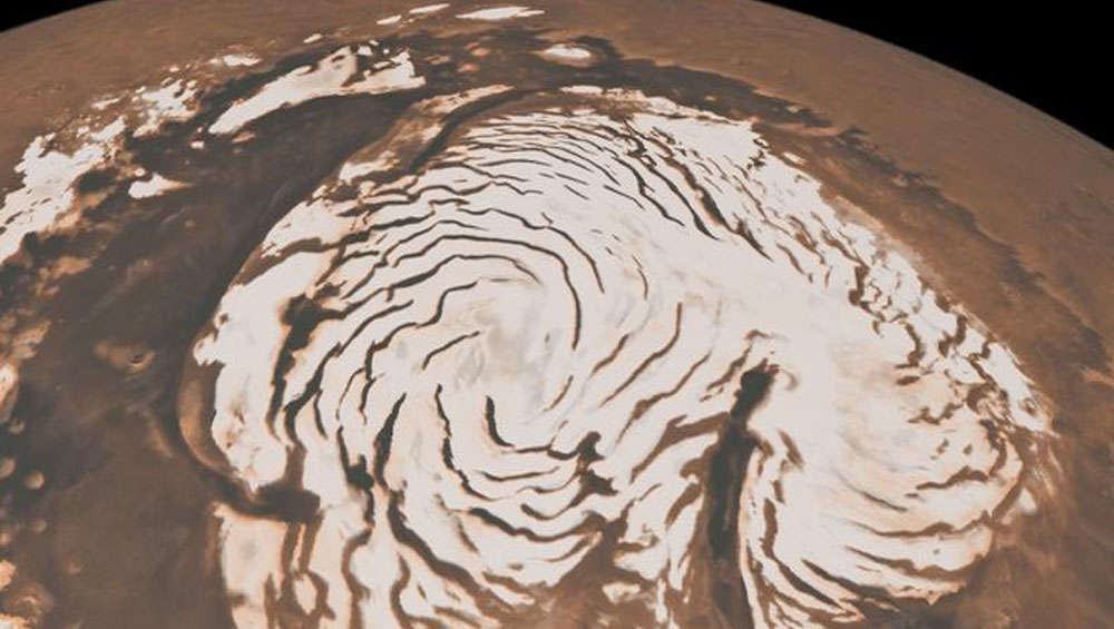 NASA image of the northern ice cap of Mars