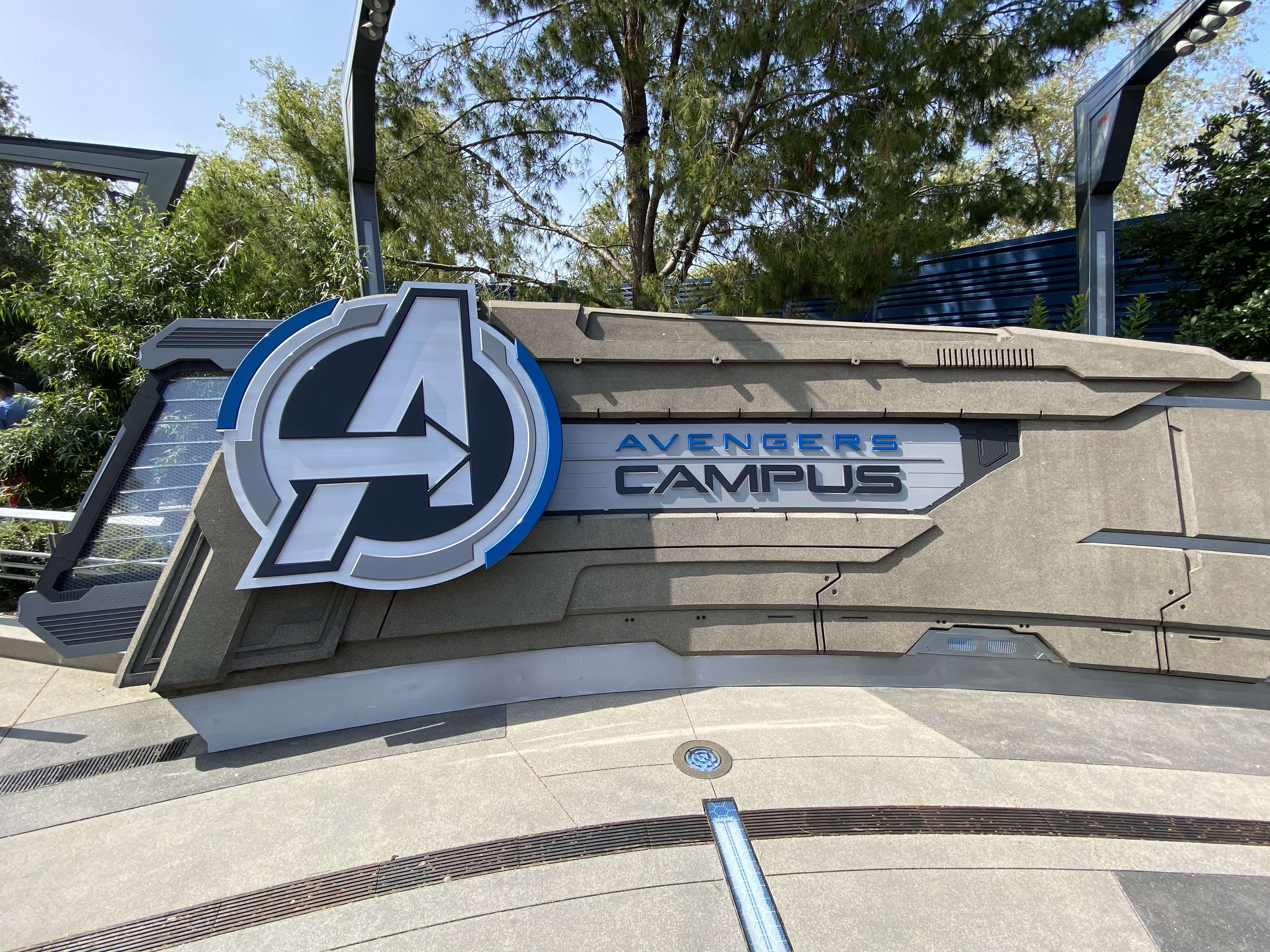 Avengers Campus welcome sign