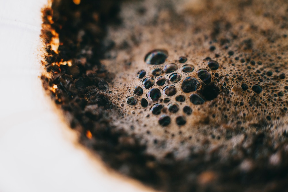 Close-up of bubbles in coffee