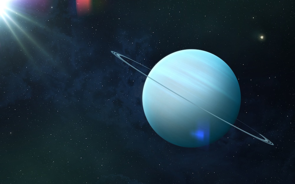 Space, nebula and planet Uranus.