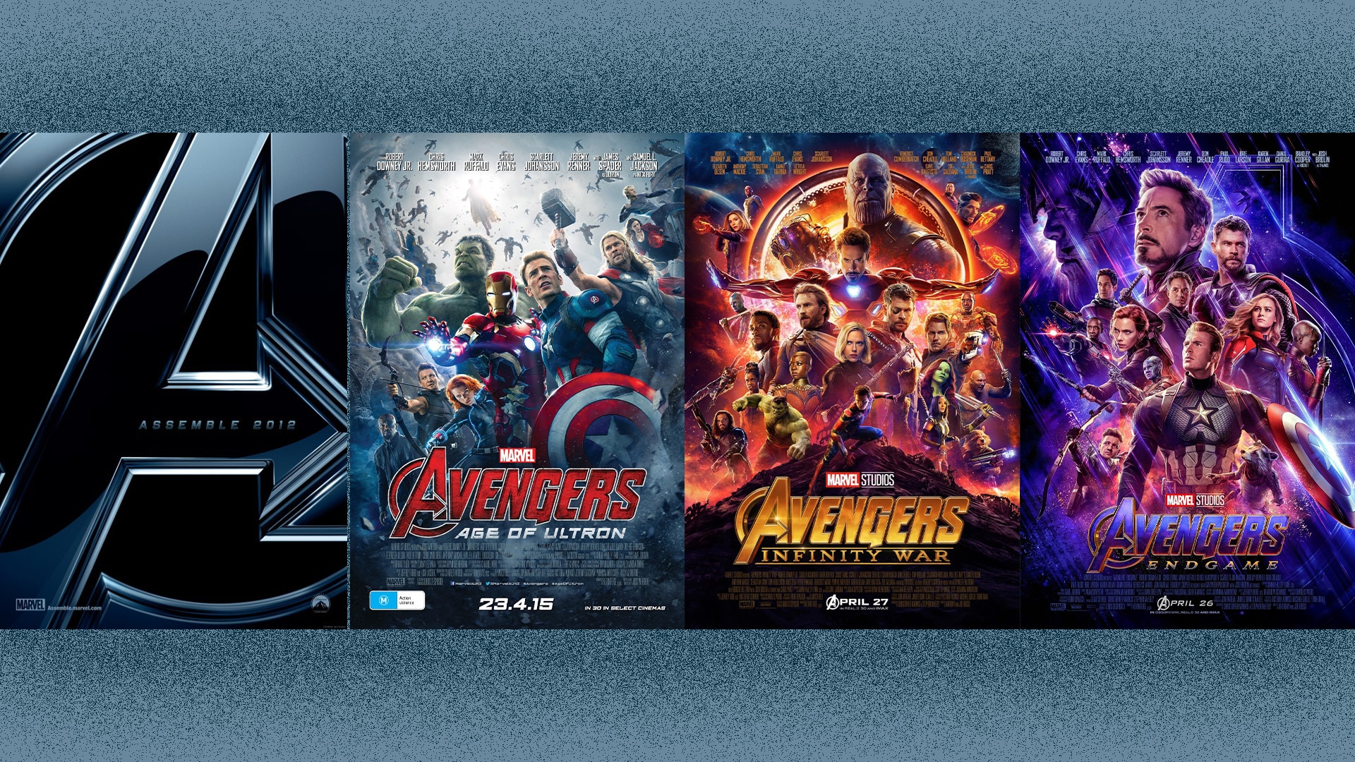 Posters of all four Marvel Avengers movies