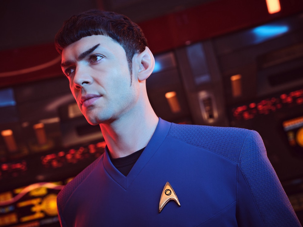 Ethan Peck as Spock in STAR TREK: STRANGE NEW WORLDS