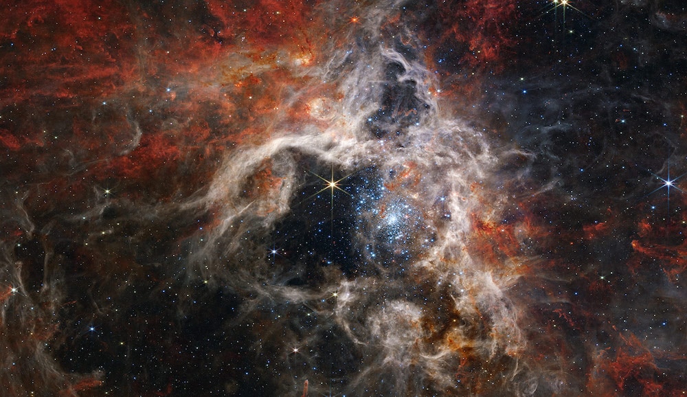 The center of the immense Tarantula Nebula in the Large Magellanic Cloud