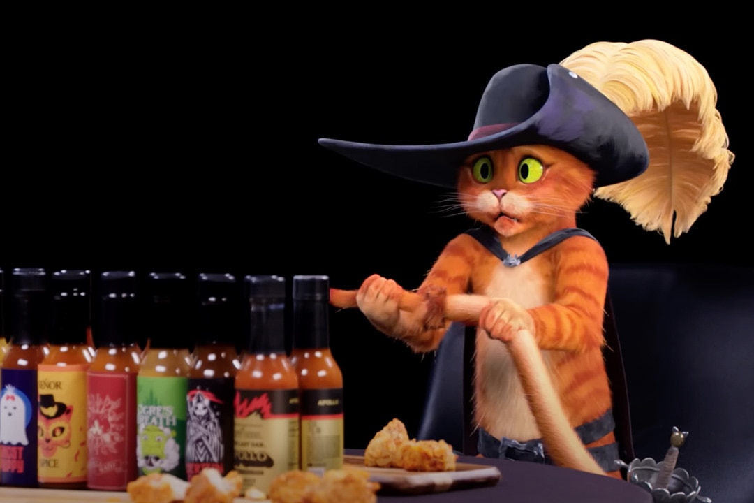 Puss in Boots on Hot Ones