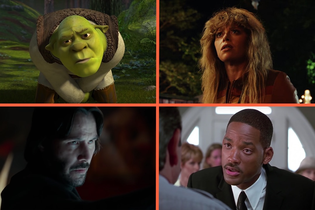 Shrek (2001); Poker Face; John Wick (2014); Men in Black (1997)
