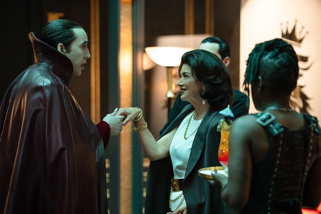 (from left) Nicolas Cage and Shohreh Aghdashloo in Renfield (2023)