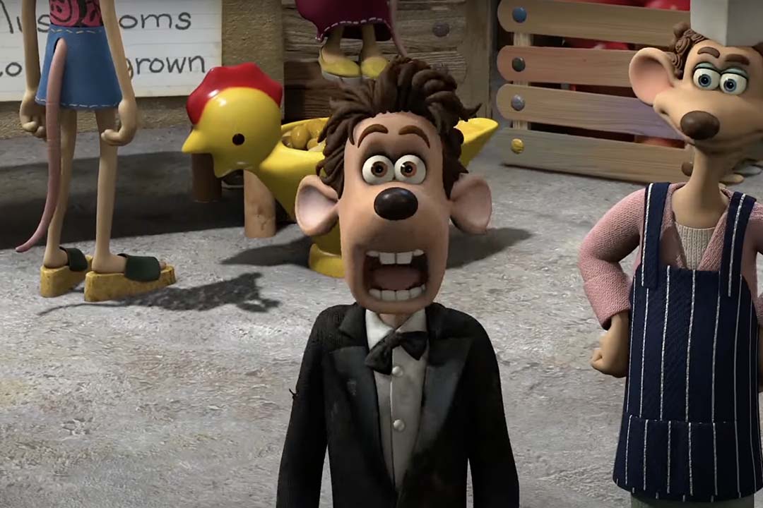 Roddy (Hugh Jackman) in Flushed Away (2006) with his mouth open