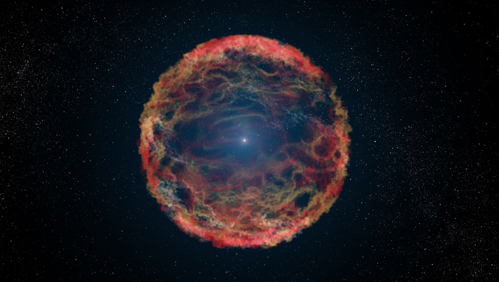 An artist’s depiction of a supernova event. Credit: NASA/ESA/G. Bacon (STSci)
